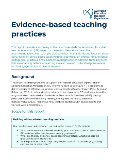Aero Evidence Based Teaching Practices Department Of Education